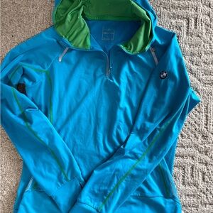BMW Athletics Women's Quarter Zip Hoodie in teal and green. (151)